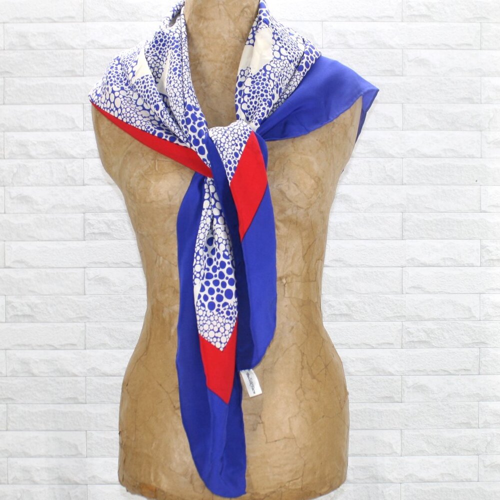 VINTAGE THE SILK FARM Scarf Polka Dot Patriotic Stripe Oversized Red White Blue